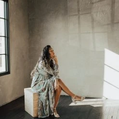 Piper & Scoot The Moulton Floral Maxi Dress In Dusty Blue