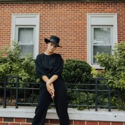 Piper & Scoot The Olli Casual Gauze Set In Black Bottoms + Jumpsuits