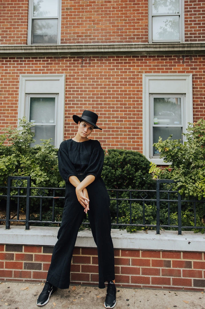 Piper & Scoot The Olli Casual Gauze Set In Black Bottoms + Jumpsuits