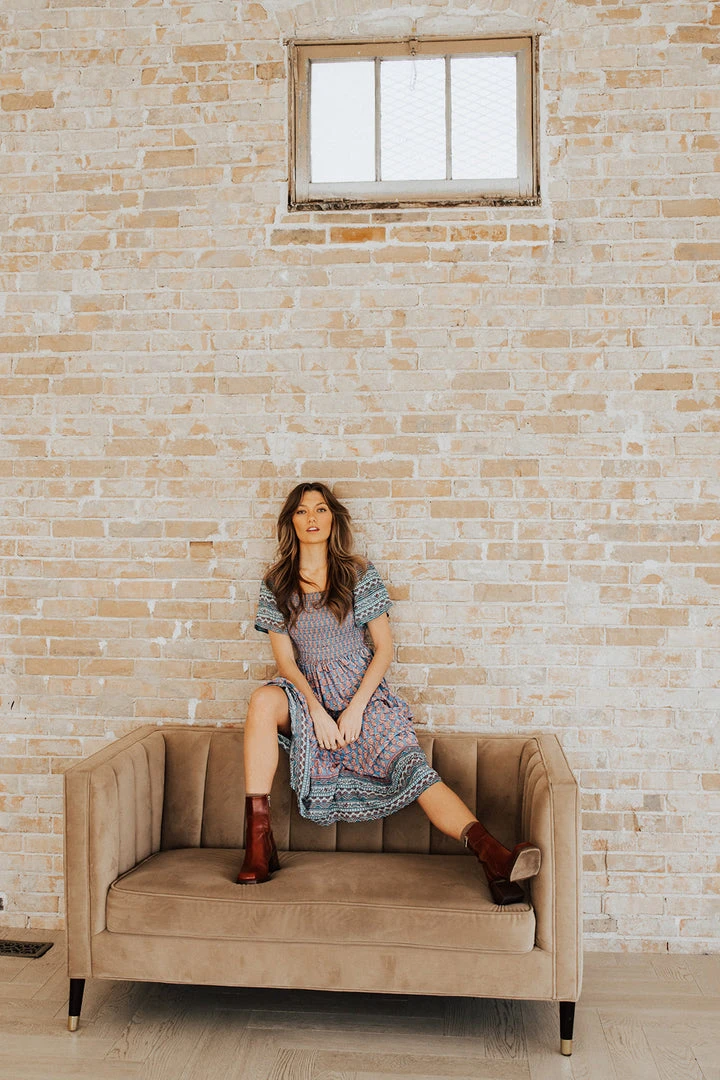 Piper & Scoot: The Cabo Patterned Maxi Dress In Blue