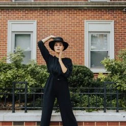 Piper & Scoot The Olli Casual Gauze Set In Black Bottoms + Jumpsuits