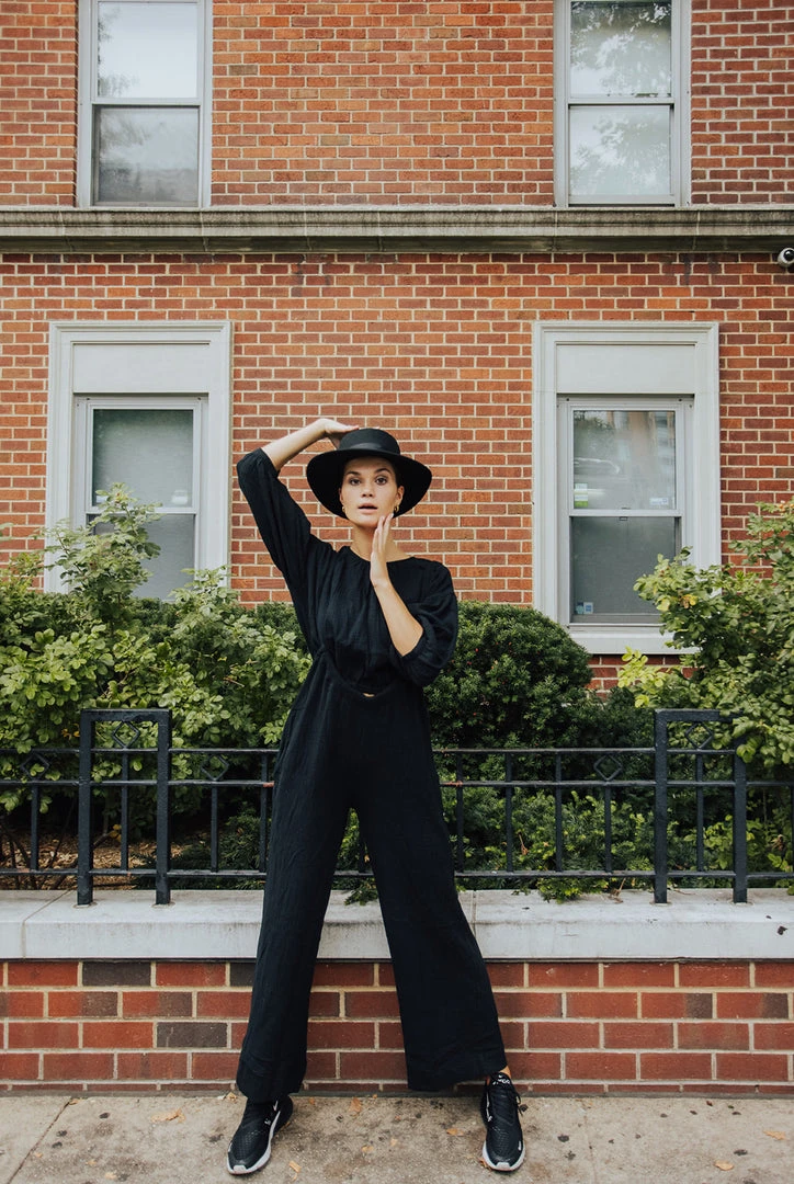 Piper & Scoot The Olli Casual Gauze Set In Black Bottoms + Jumpsuits