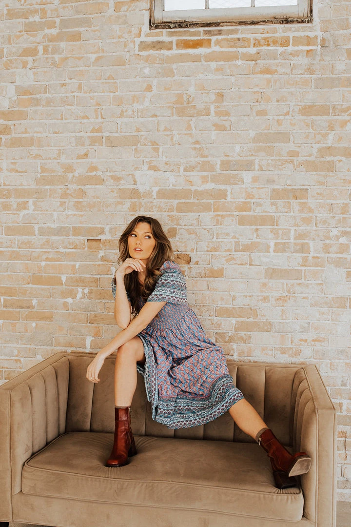 Piper & Scoot: The Cabo Patterned Maxi Dress In Blue