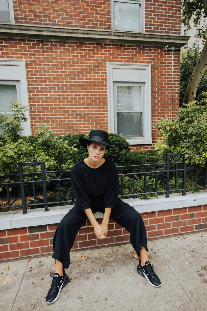 Piper & Scoot The Olli Casual Gauze Set In Black Bottoms + Jumpsuits