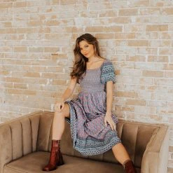 Piper & Scoot: The Cabo Patterned Maxi Dress In Blue