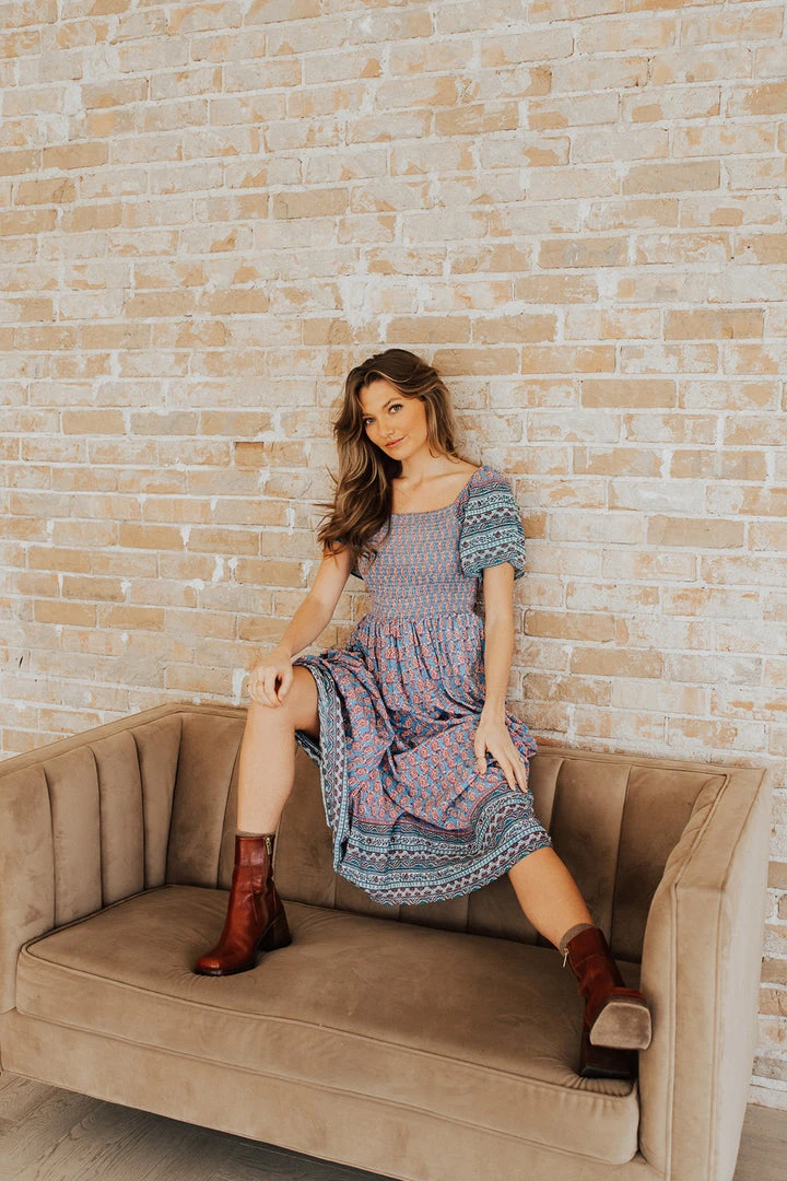 Piper & Scoot: The Cabo Patterned Maxi Dress In Blue