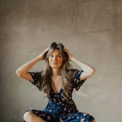 Piper & Scoot: The Elias Floral Maxi Dress In Navy