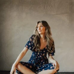 Piper & Scoot: The Elias Floral Maxi Dress In Navy