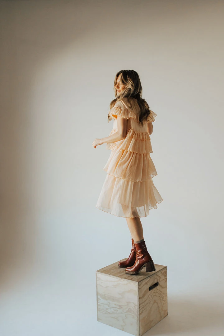Piper & Scoot: The Cipriano Ruffle Dress In Peach