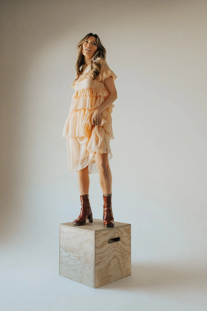Piper & Scoot: The Cipriano Ruffle Dress In Peach