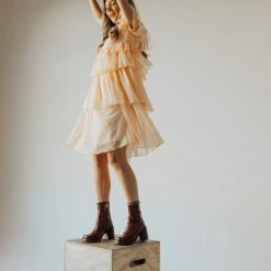 Piper & Scoot: The Cipriano Ruffle Dress In Peach