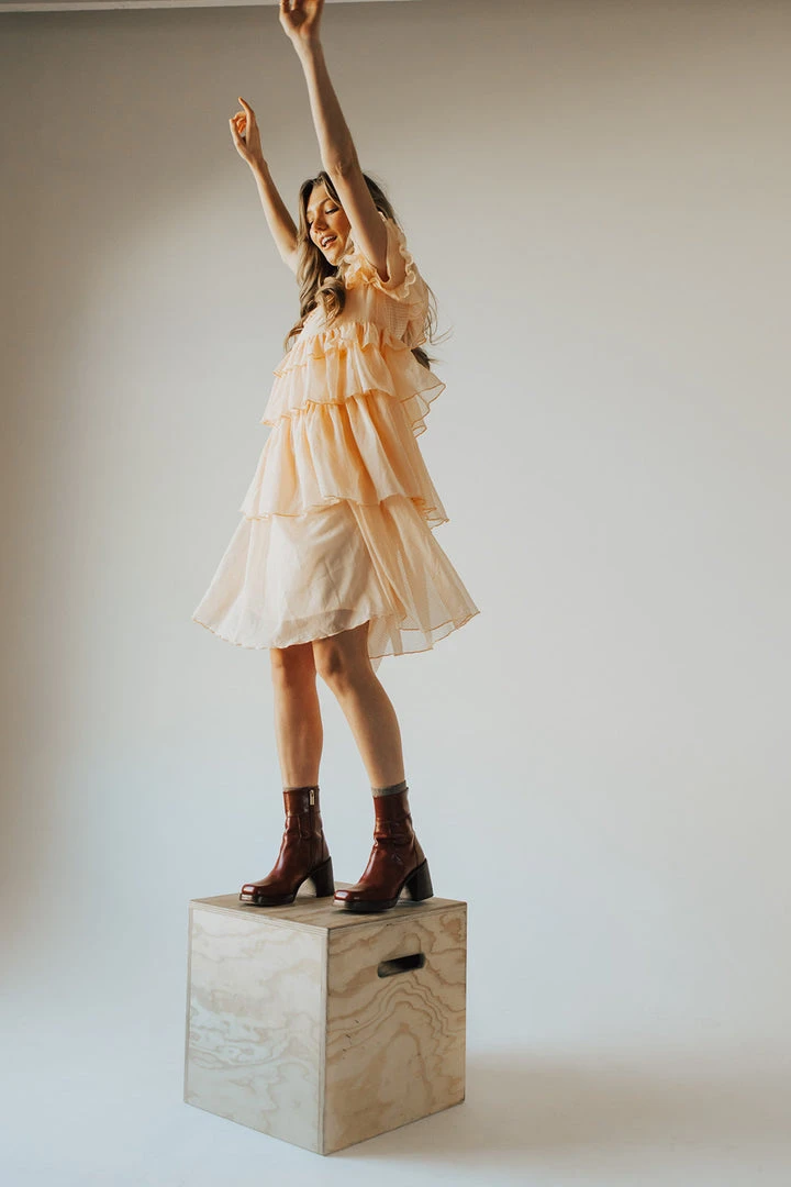 Piper & Scoot: The Cipriano Ruffle Dress In Peach