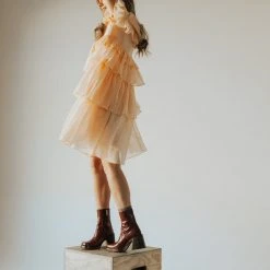 Piper & Scoot: The Cipriano Ruffle Dress In Peach