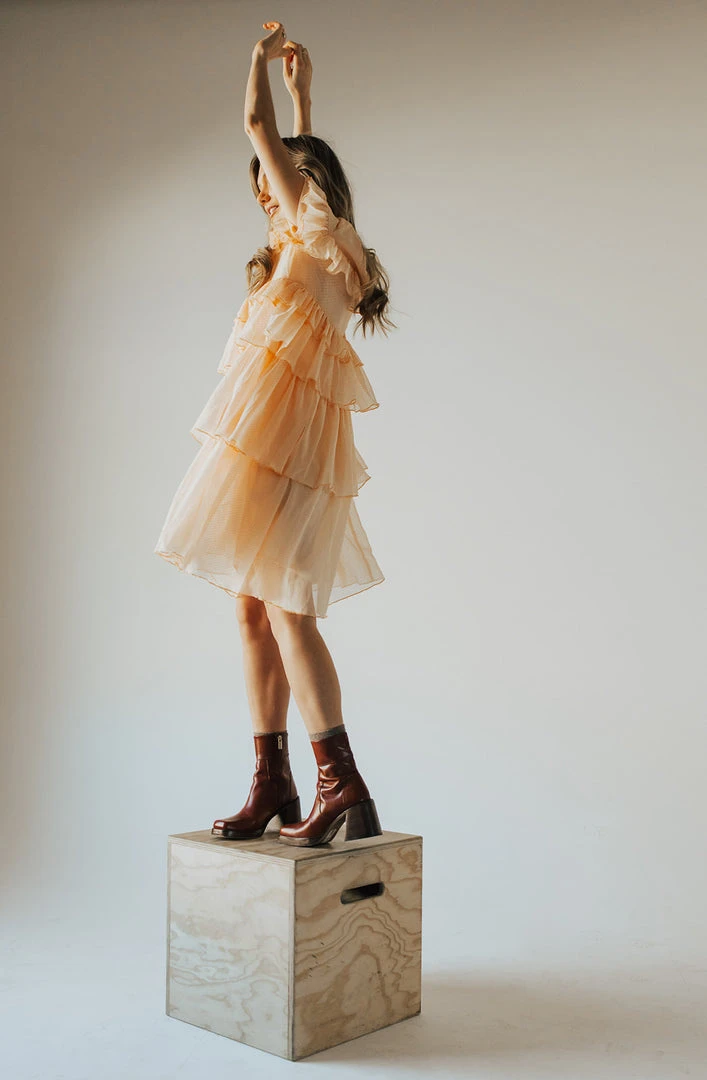 Piper & Scoot: The Cipriano Ruffle Dress In Peach