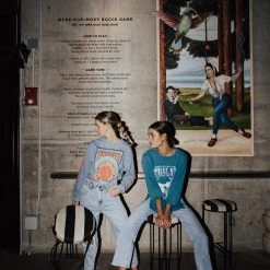 Piper & Scoot The Dreamer Graphic Tee In Denim Blue Tops