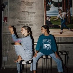 Piper & Scoot The Dreamer Graphic Tee In Denim Blue Tops