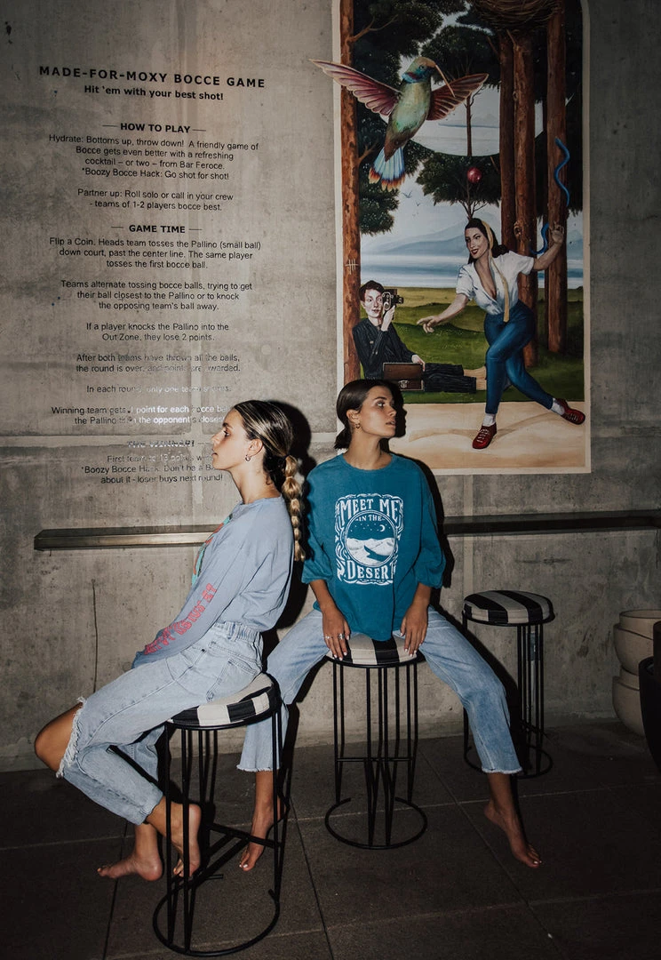 Piper & Scoot The Dreamer Graphic Tee In Denim Blue Tops