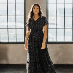 Piper & Scoot Dresses The Eden Floral Maxi Dress In Black