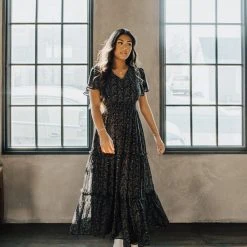 Piper & Scoot Dresses The Eden Floral Maxi Dress In Black