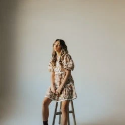 Piper & Scoot The Coraline Eyelet Mini Dress In Dusty Orange