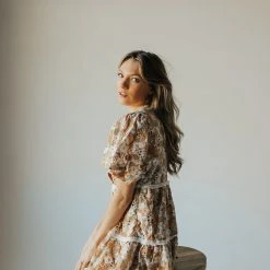 Piper & Scoot The Coraline Eyelet Mini Dress In Dusty Orange