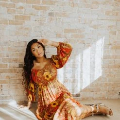 Dresses Piper & Scoot: The Santorini Sweetheart Floral Dress In Poppy