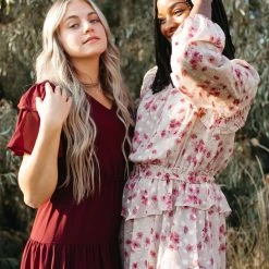 Piper & Scoot The Keaton Floral Dress In Dusty Pink