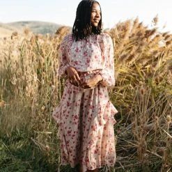 Piper & Scoot The Keaton Floral Dress In Dusty Pink