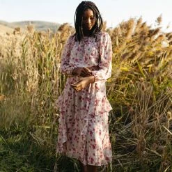 Piper & Scoot The Keaton Floral Dress In Dusty Pink