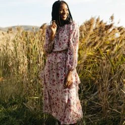 Piper & Scoot The Keaton Floral Dress In Dusty Pink
